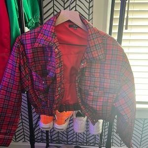 plaid puffer jacket